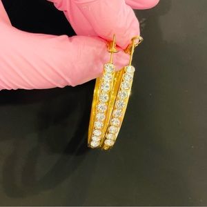 Gold and Crystal Hoop Earrings